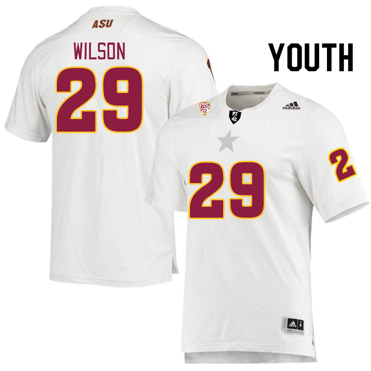 Youth #29 Shahid Wilson Arizona State Sun Devils College Football Jerseys Stitched Sale-White - Click Image to Close